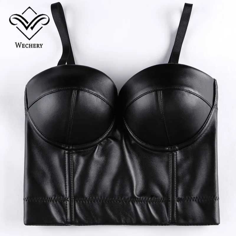 Wechery Women Leather Corset Top Crop Bustier Gothic Bra Push Up Bodice Sexy Lingerie Corselet Party Short Camis Plus Size 6XLXJ250304