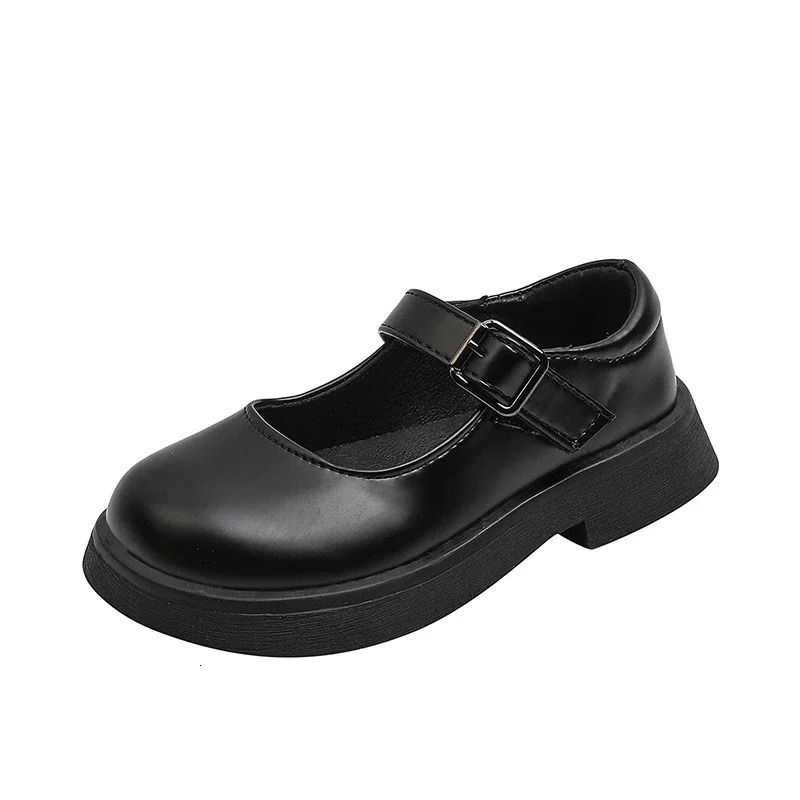 Children Leather Shoes for Party Wedding Fashion Girls UK Uniform School Black Simple Nonslip Kids Loafers Size 2636 250303