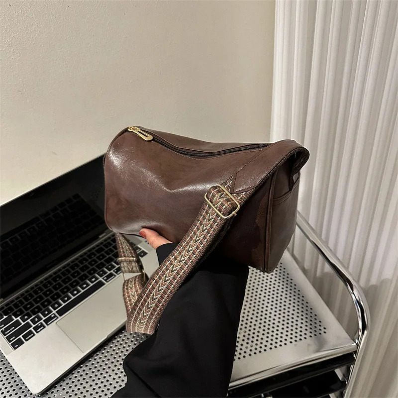 Women Vintage PU Leather Boston Small Handbags and Purse Fashion ner Crossbody Bag Female Casual Travel Pillow Shoulder 250303