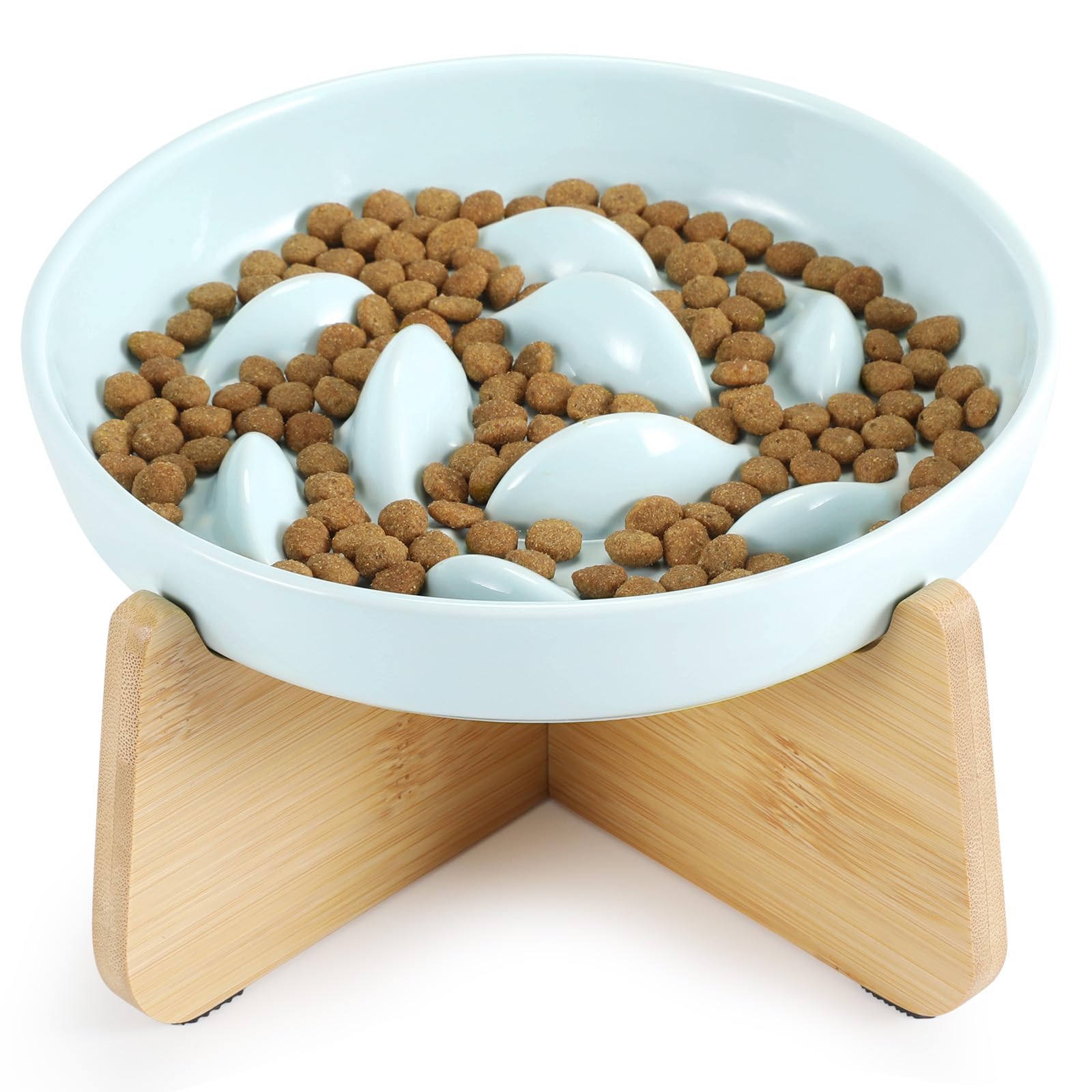 Durable Slow-Feeding Cat Dish with Built-In Support Perfect Heighted Edge for Feline Dining Comfort