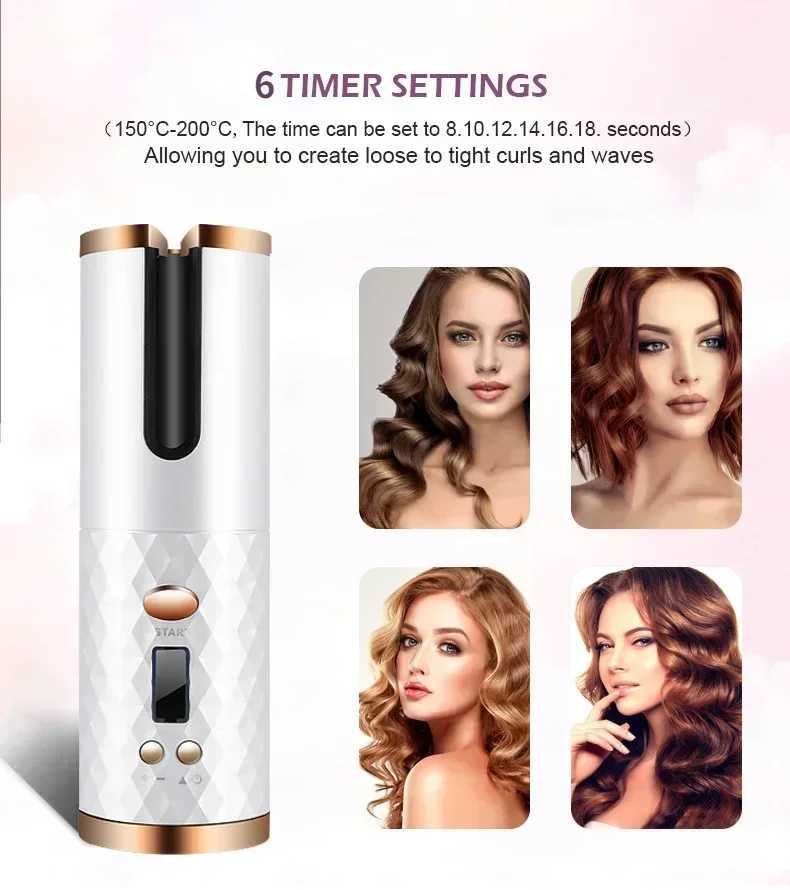 Curling Portable Wireless Automatic Hair Curler Color Options USB Charging Anti-Scalding Hair Curling for Styling z250304