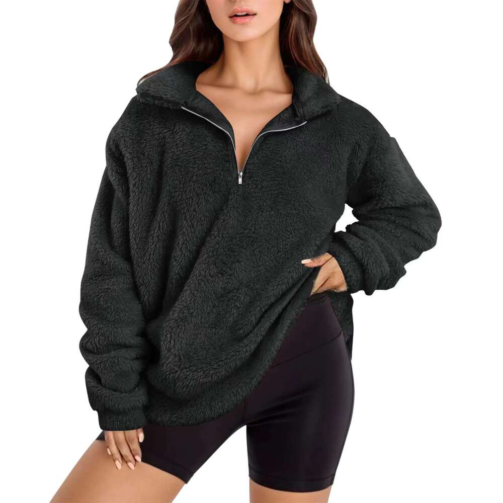 Popular Fall/Winter Loose Half Zip Women's Hoodie