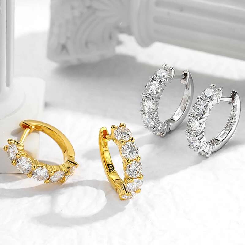 Smyoue 3cttw Moissanite Hoop for Women 4mm Stones D Color Sparkg Created Dia Earring 100% Sterg Sier