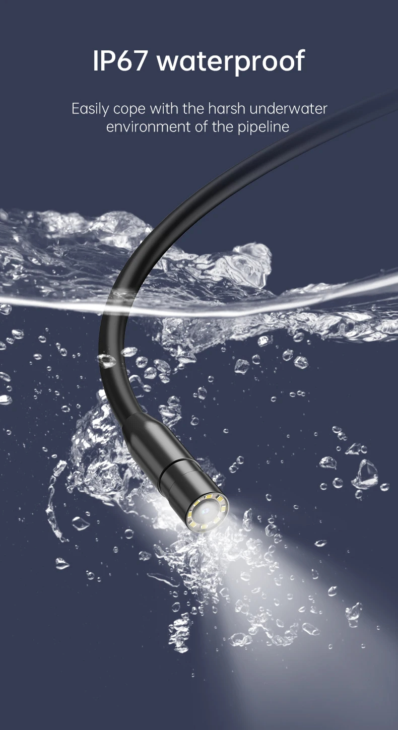 Dual Single Lens Endoscope Camera with 1080P 8mm 4 3Inch IPS Screen IP67 Waterproof Car Pipe Inspection Borescope 2000mAh
