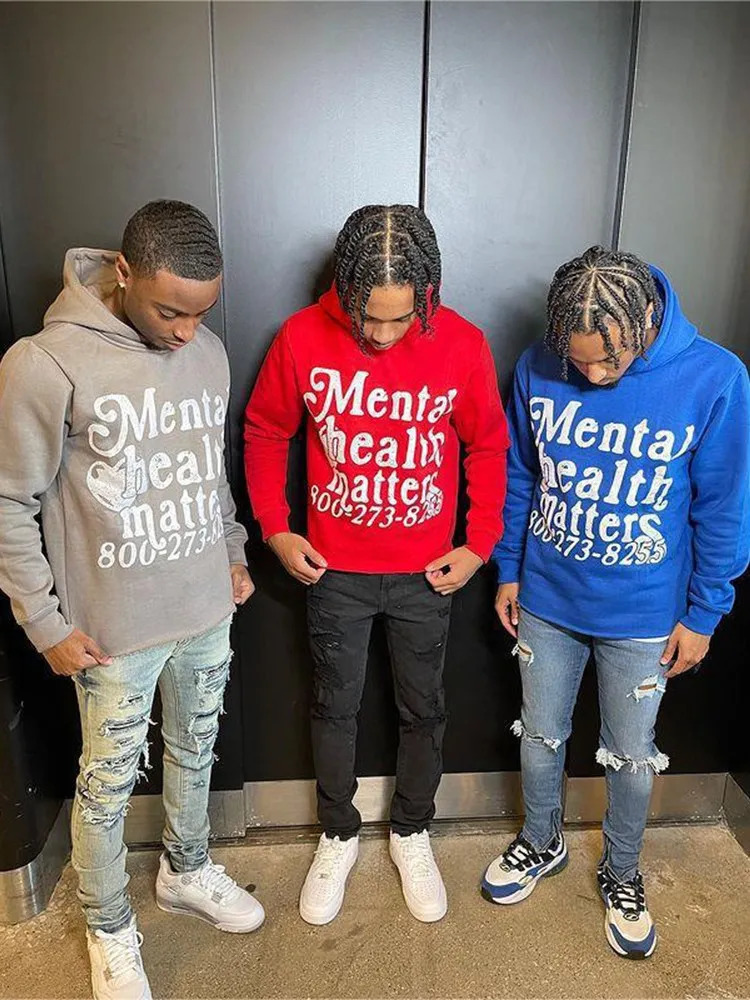 Vintage Street Personalized Fashion Hoodie European and American Autumn and Winter Letter Printing Men Pullover Sweater 250303