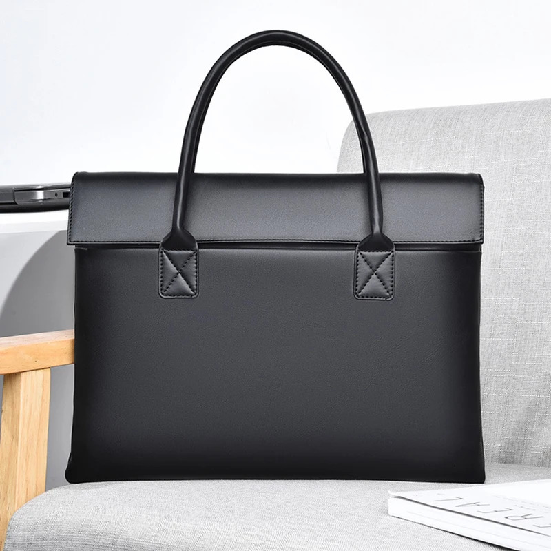 Briefcase Women Executive PU Leather Handbag Office Work Business Commuting Meeting Simple Durable Bag for Man 14 inch Laptop 250228