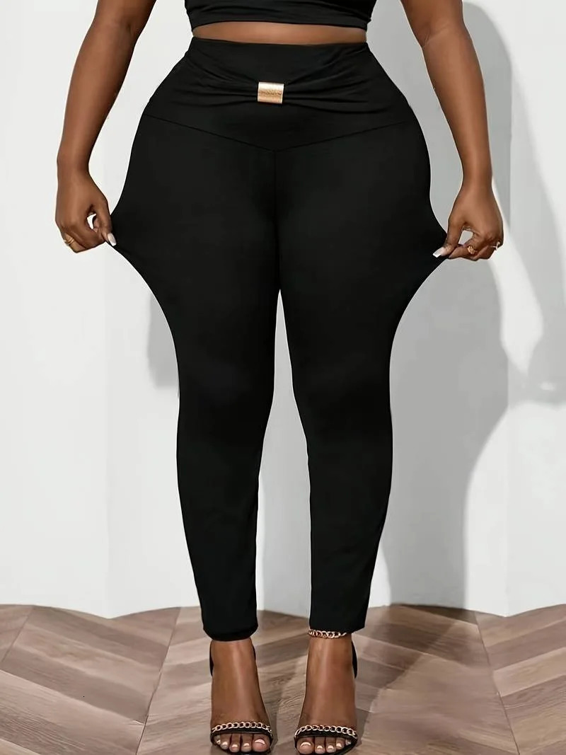 GIBSIE Plus Size Womens Leggings 2024 Autumn High Waist Sports Casual Stretch Legging Black Fashion Pencil Pants 250304