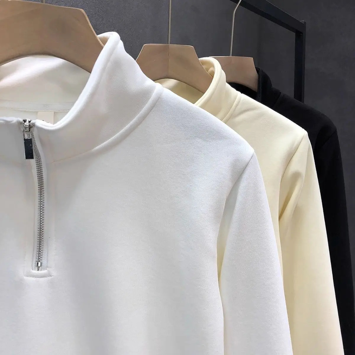 Daily Wear Halfhigh Zipper Collar Sweatshirt Mens Trendy Pullover Jacket 2025 Spring and Autumn Top 250304