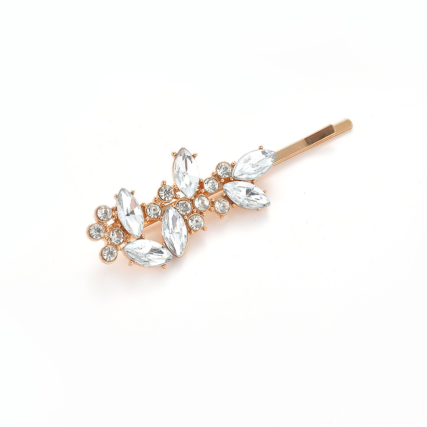 Barrettes Hairpins For Women Metal Gold Rhinestone Gems Side Clip Word Folder Hairpin Fine Jewelry Elegant Bridal Wedding Accessories