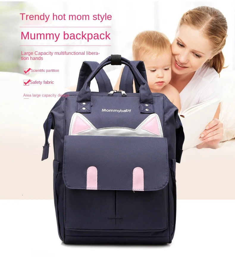 Mommy Mother and Baby Backpack Outing Student Bag Fashion Portable Shoulder Large Capacity Multi-functional Shoulder 250304