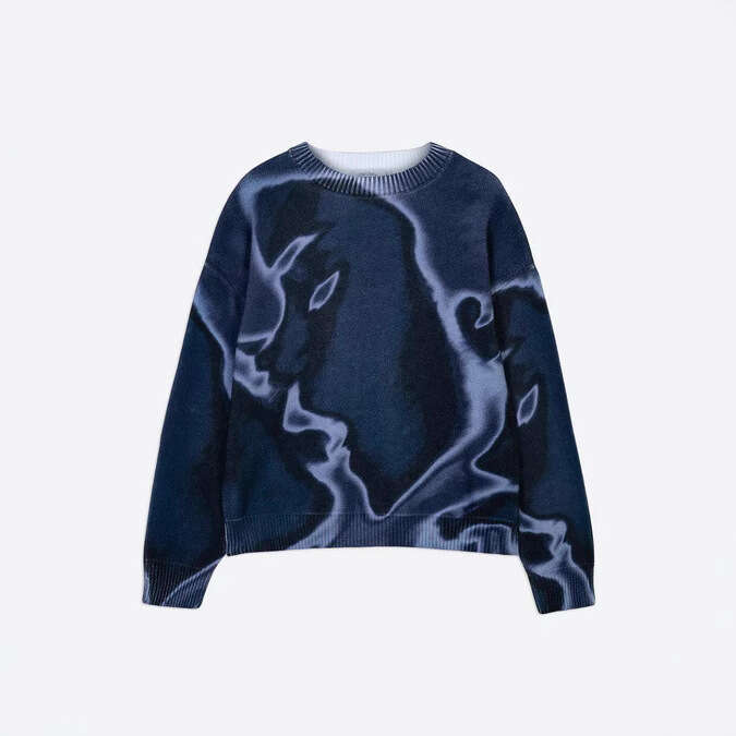 Spring new Harajuku 3D printed thick needle round neck sweater sweatshirt unisex Y2K loose fit