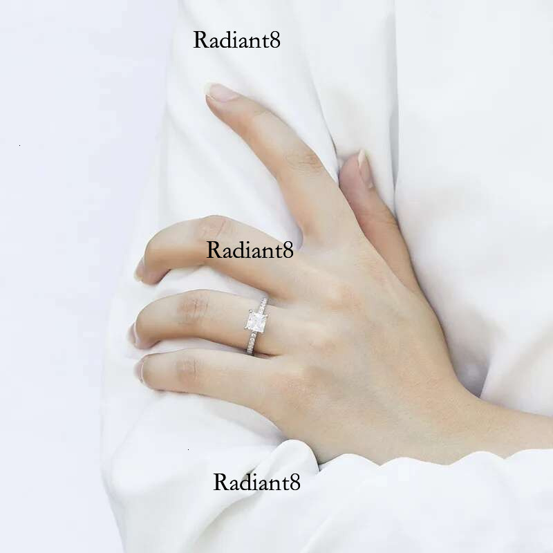 Certified Princess Moissanite Engagement Ring 1.2ct Colorless VVS Dia Bridal Proposal Rings Sterg Sier Weddig Band