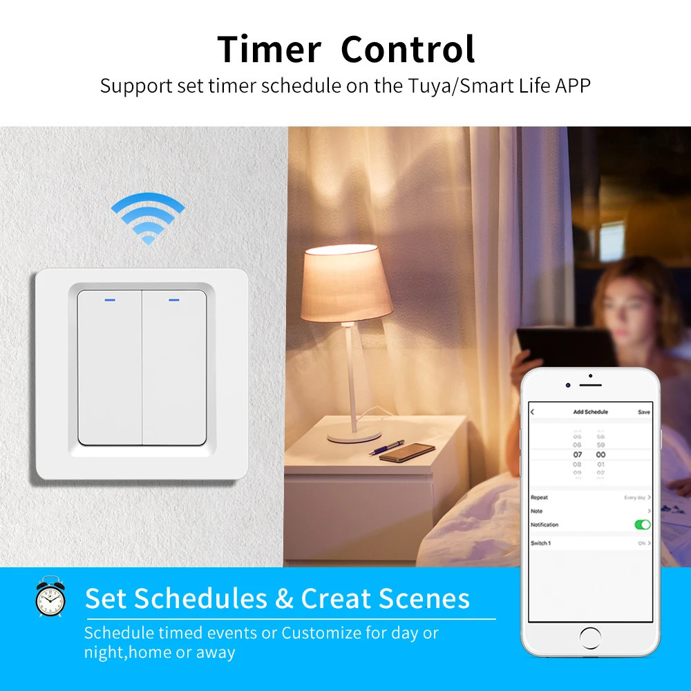 Smart Homekit WiFi Switch Pusher Button Wall Light Switches EU 1/2/3 Gang Wireless Siri Voice Control Google Home Alexa 250303