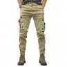 Spring Fall Men Cargo Pants Drawstring Waist Multi Pockets Ankle-banded Solid Color Sport Trousers Daily Wear Outdoor TrainingXJ250303
