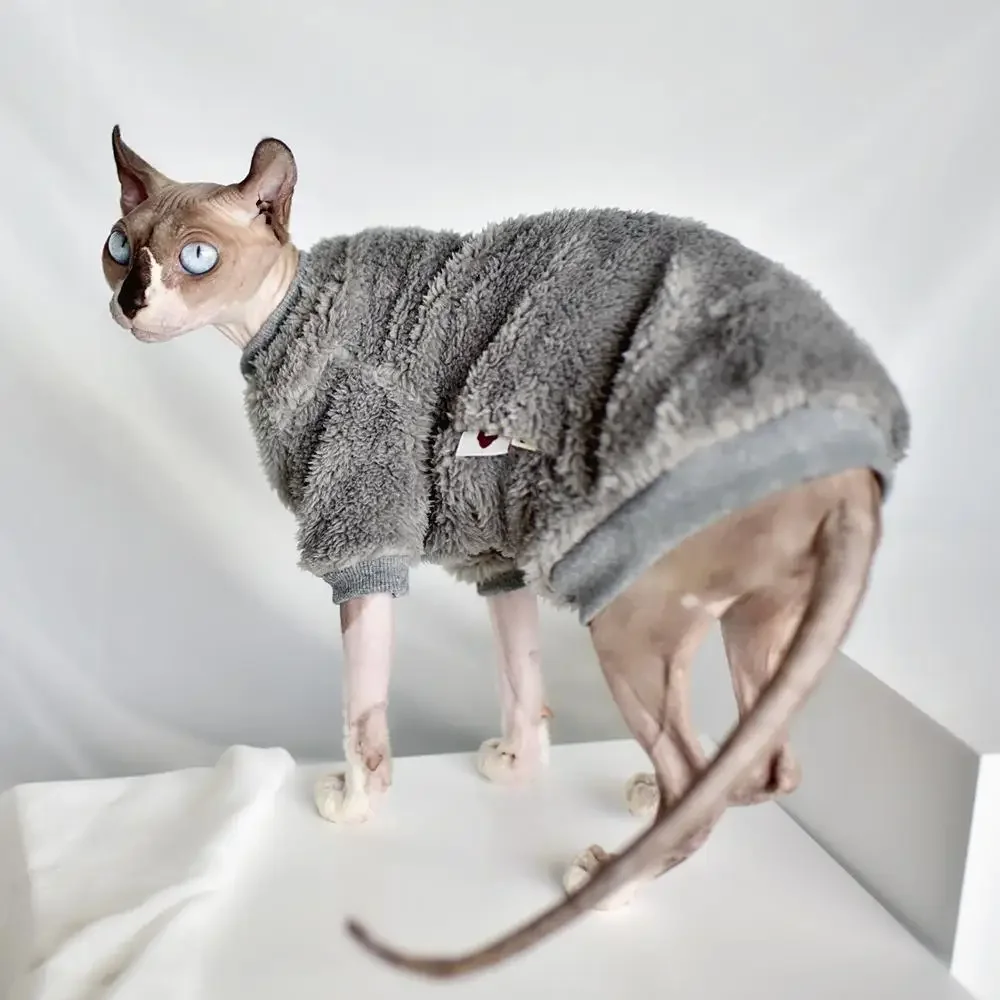 DUOMASUMI Winter Sweater for Sphynx Cat Clothes Fashion Soft Cat Clothing Comfort thickened Hairless Cat Outfits