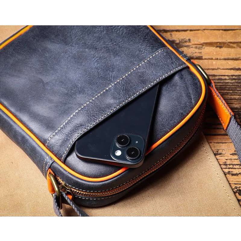 Vintage Genuine Leather Men's Shoulder Casual Minimalist Crossbody 7.9-Inch Ipad Bag Leathfocus
