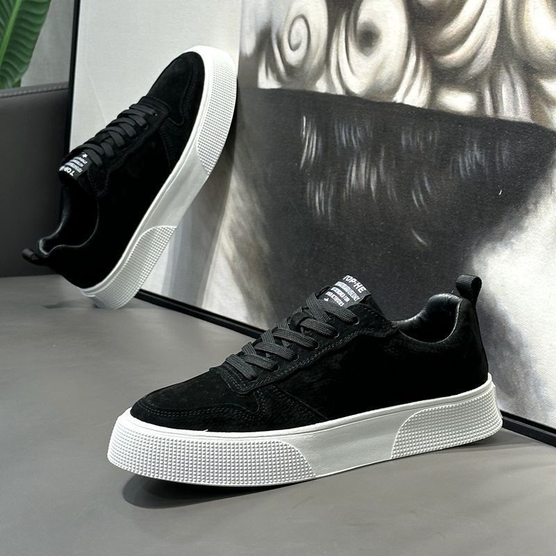 2025 Thick Soled Casual Board Fashion New Designer Board Shoes, Low Top Lace Up Soft Sole Breathable Sports Shoes Suitable For Men's Niche Black 
