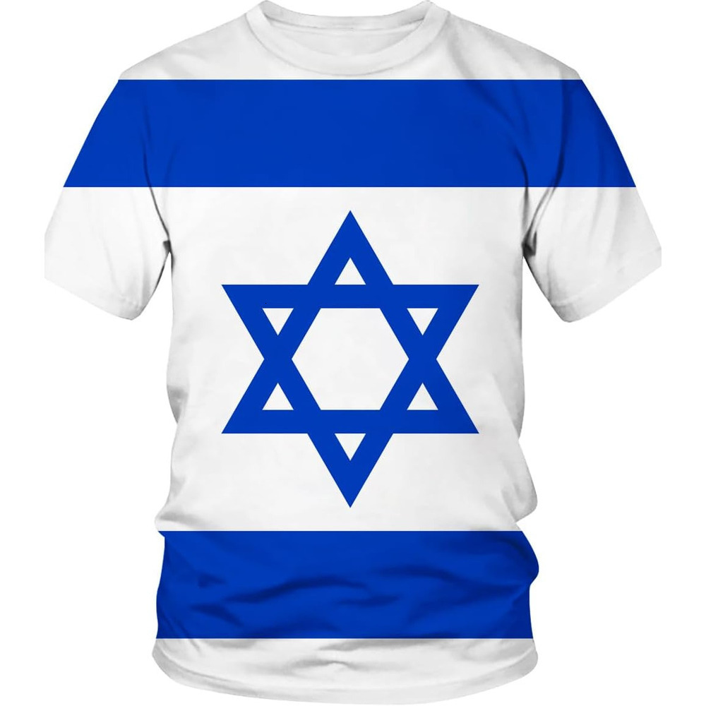 Mens T shirt Israel T-Shirt Israeli Flag Crew Neck Short Sleeve Tops tee Casual tops summer clothes cool