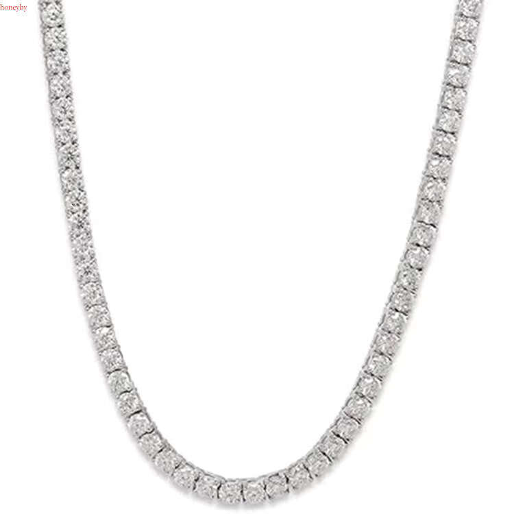 Gold Plated Sterg Sier 4mm Dia Jewelry Gemstone White Moissanite Tennis Chain Necklace for Men Women
