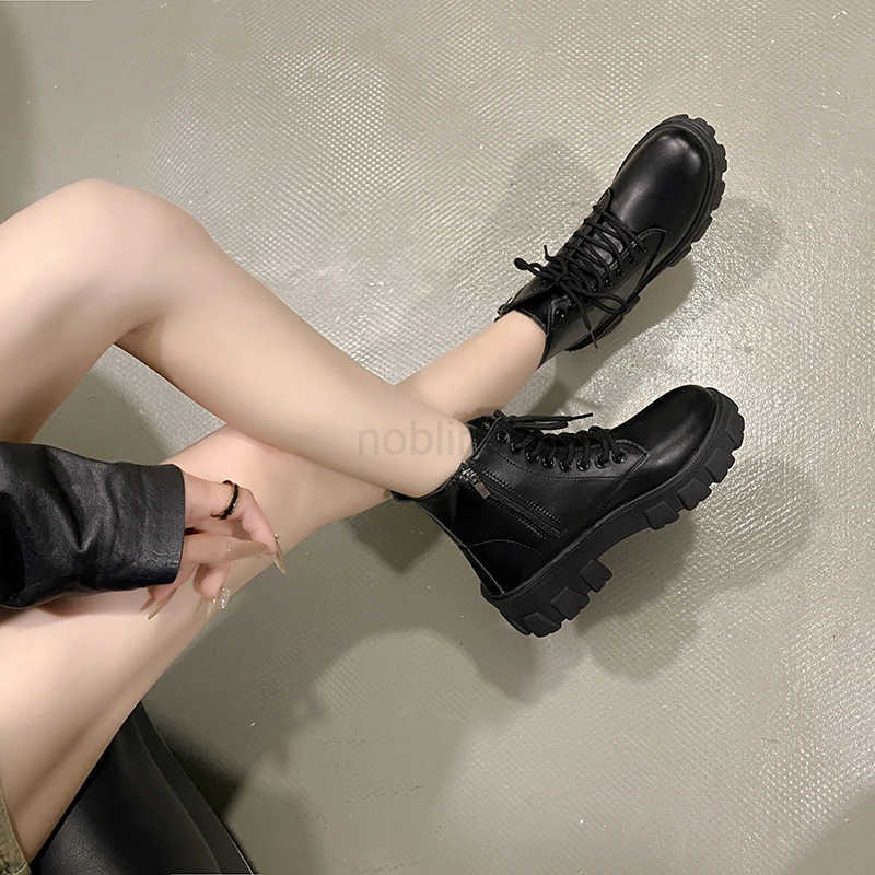 2024 New Autumn/Winter Korean Style Cfortable Mid-calf Wens Shoes Fionable Thick-soled Lace-up Side Zipper Wens Boots Z250304