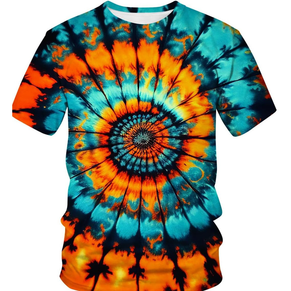 Mens T shirt Unisex Tie Dye Crew Neck Short Sleeve T-Shirt tee Casual tops summer clothes cool