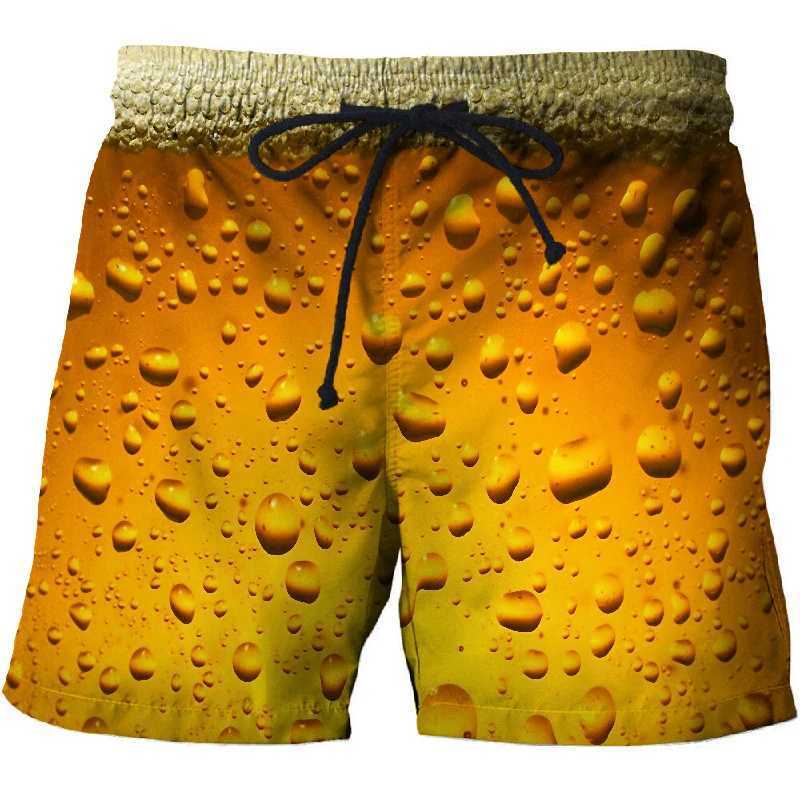Men Beach Shorts 3D Beer Theme Printed Men Women Summer Fashion Fresh Casual Vacation Beachwear Fitness Sports Quick Dry ShortsT250304