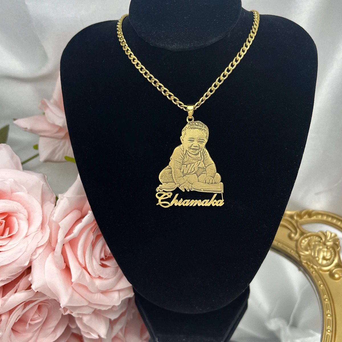 Stainless steel customized po necklace customized picture name pendant necklace childrens customized memory jewelry 250304