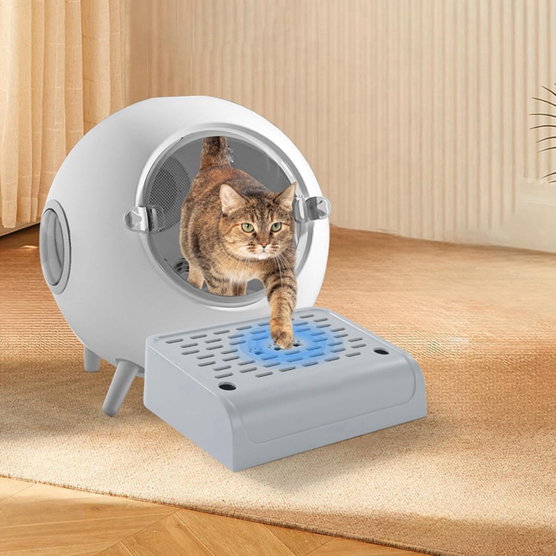 ABKP-Cat Litter Box Ramp With Filter Function, Double Layered Self-Cleaning Cat Litter Box Litter Trapper With Storage