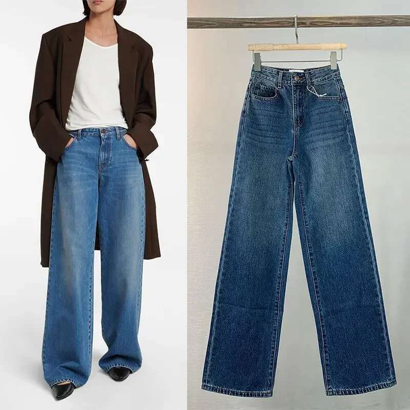 New Autumn Wide Leg High Waist Loose Denim Trousers For Women