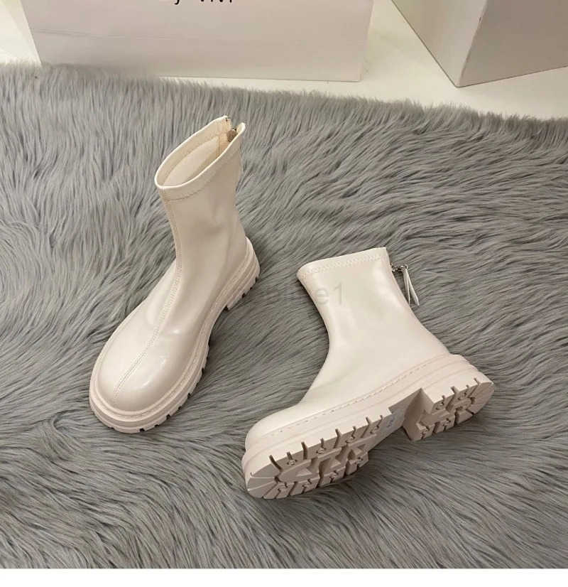 Cemore Spring Autumn Fion Ankle Fem Boot 2023 New Platform Shoes Botines De Mujer Wen Boots Round Toe Zipper Z250304