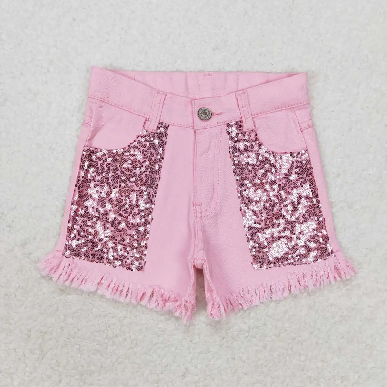 Western Kids Clothing Infant Toddler Baby Girl Summer Fashion Red Denim Shorts Jeans Wholesale Boutique Children Clothes 250304