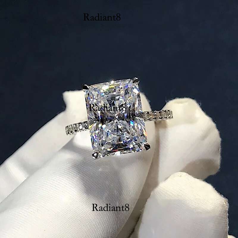 Radiant Cut cut 4ct Simulated Dia cz ring Sterg Sier Engagement Wedding Band Rings for women Party Jewelry