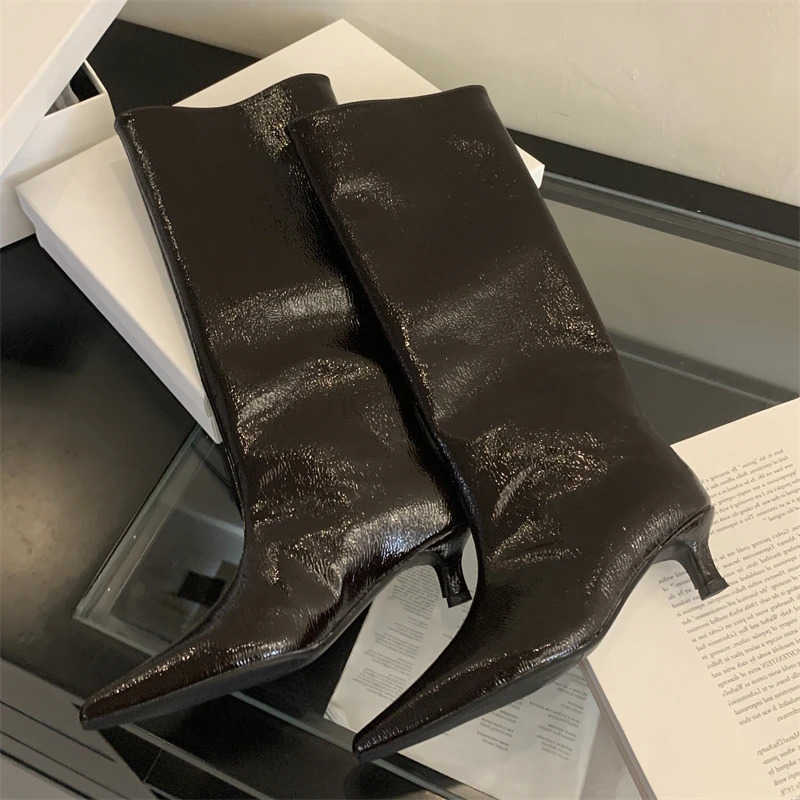 Eilyken Street Style Pointed Toe Wen Knee-High Boots Sexy Fion Slip-On Thin Low H Banquet Party Shoes Z250304