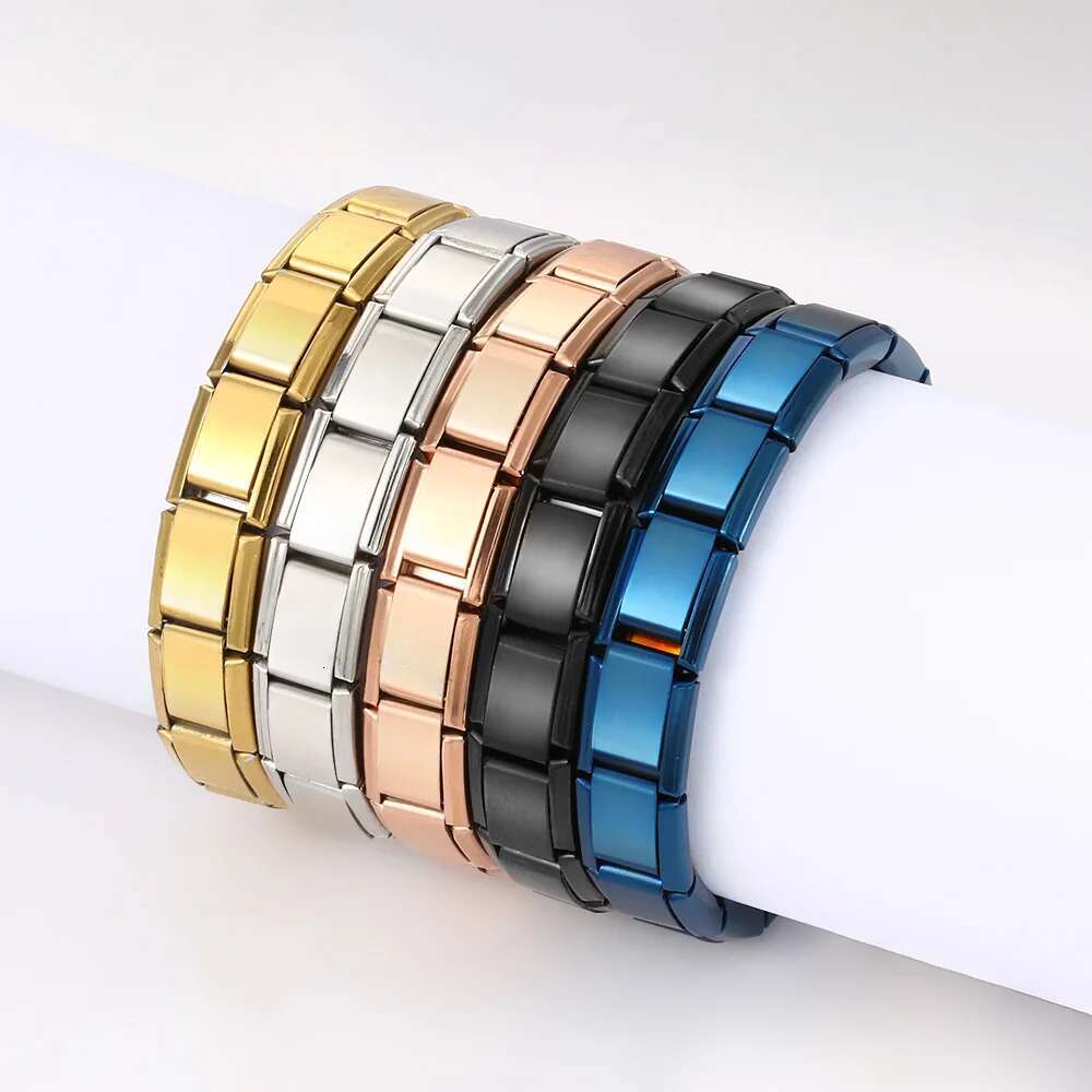 9mm Width Italian Charm Bracelet Fashion Stainless Steel Bangle Elastic k Chain High Quality Factory DIY