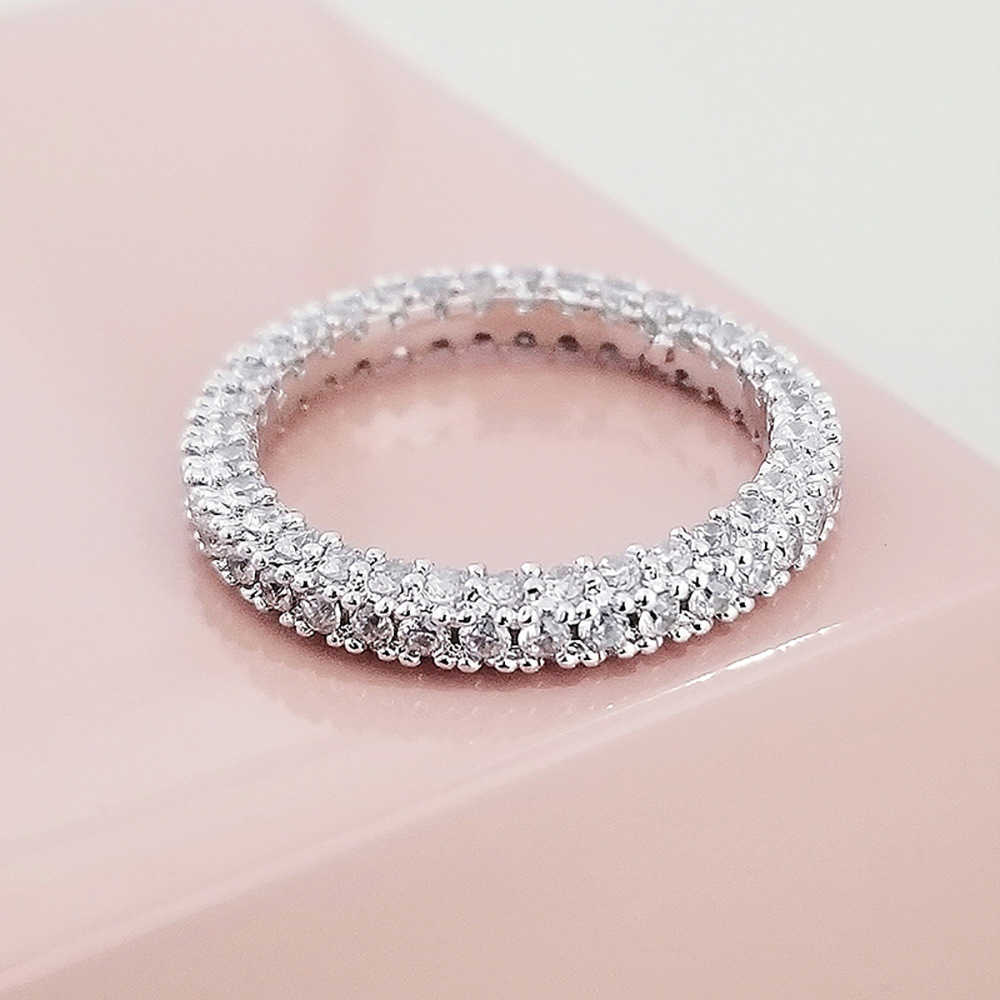 Couple Rings Product Three Rows Diamond Micro Inlaid Womens Ring Plain Circle Shein Straight r5517 H25303