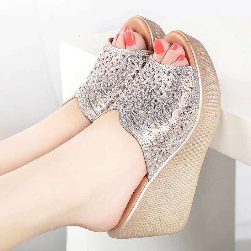 wedge quality summer sandals for women 8cm high heel new 2025 size 32 33 43 platform open toe elegant shoe sier