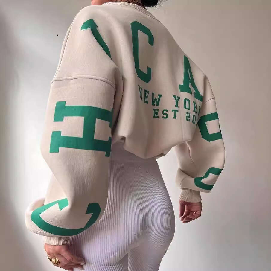 European and American women's printed thick top long sleeved sweatshirt 2025 new casual versatile fashion clothing