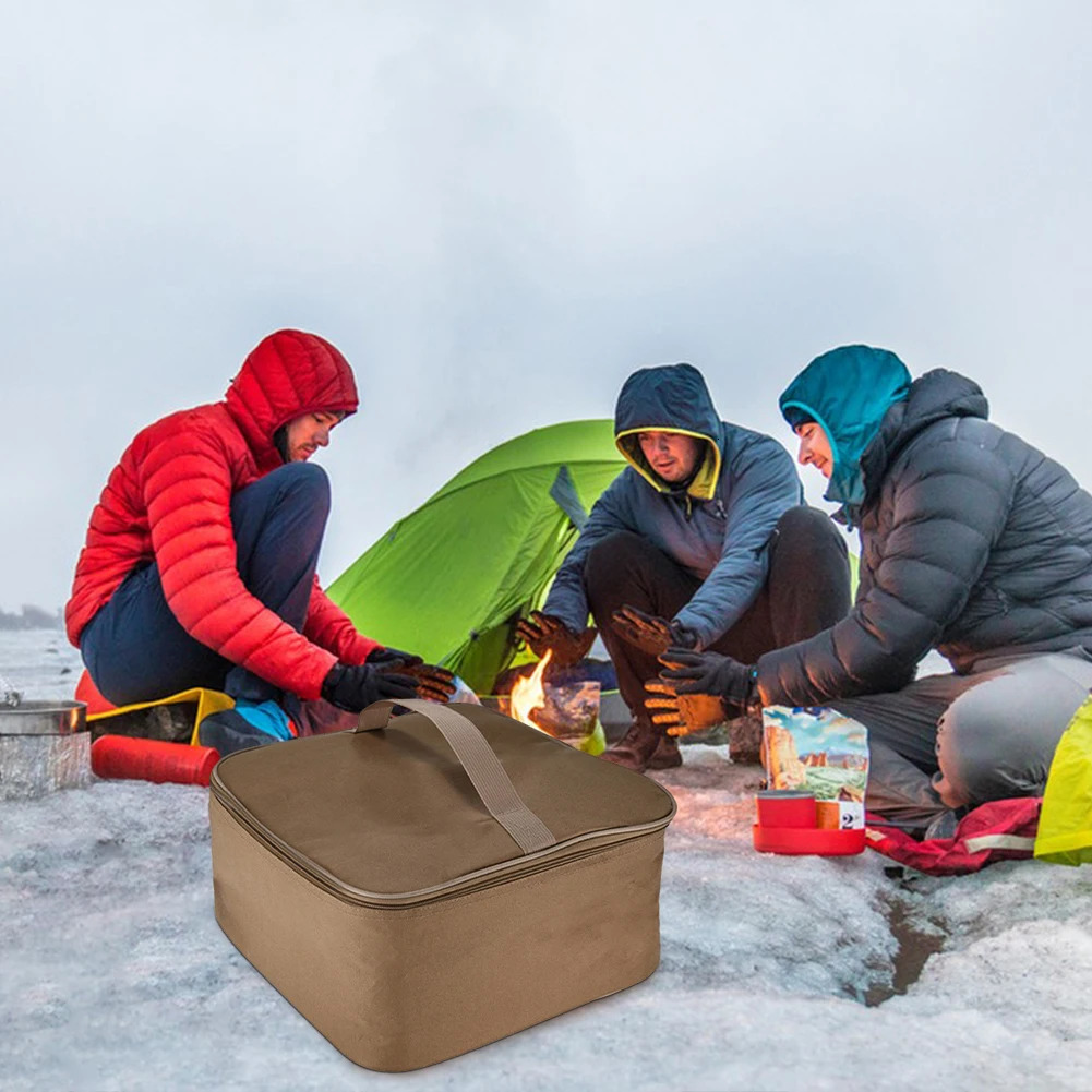 Ship from US Outdoor camping gas tank storage bag large capacity cooking stove box ground nail tool container Utensils kit 250304FBB