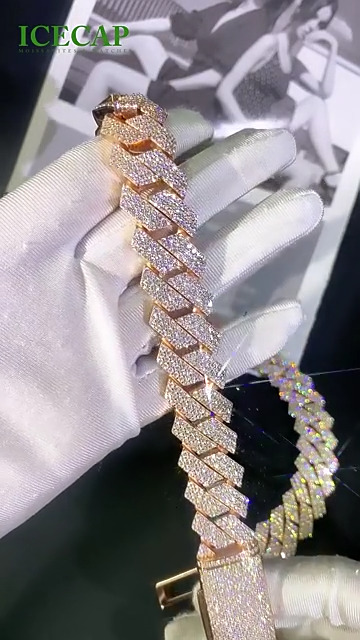 20mm Gold Plated Hip Hop Pop Moissanite Dia Necklace Cuban Chain k Free delivery