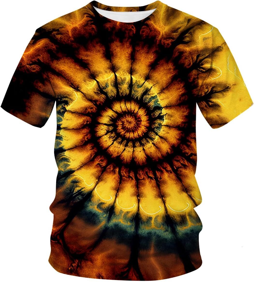Mens T shirt Unisex Tie Dye Crew Neck Short Sleeve T-Shirt tee Casual tops summer clothes Cool Thread