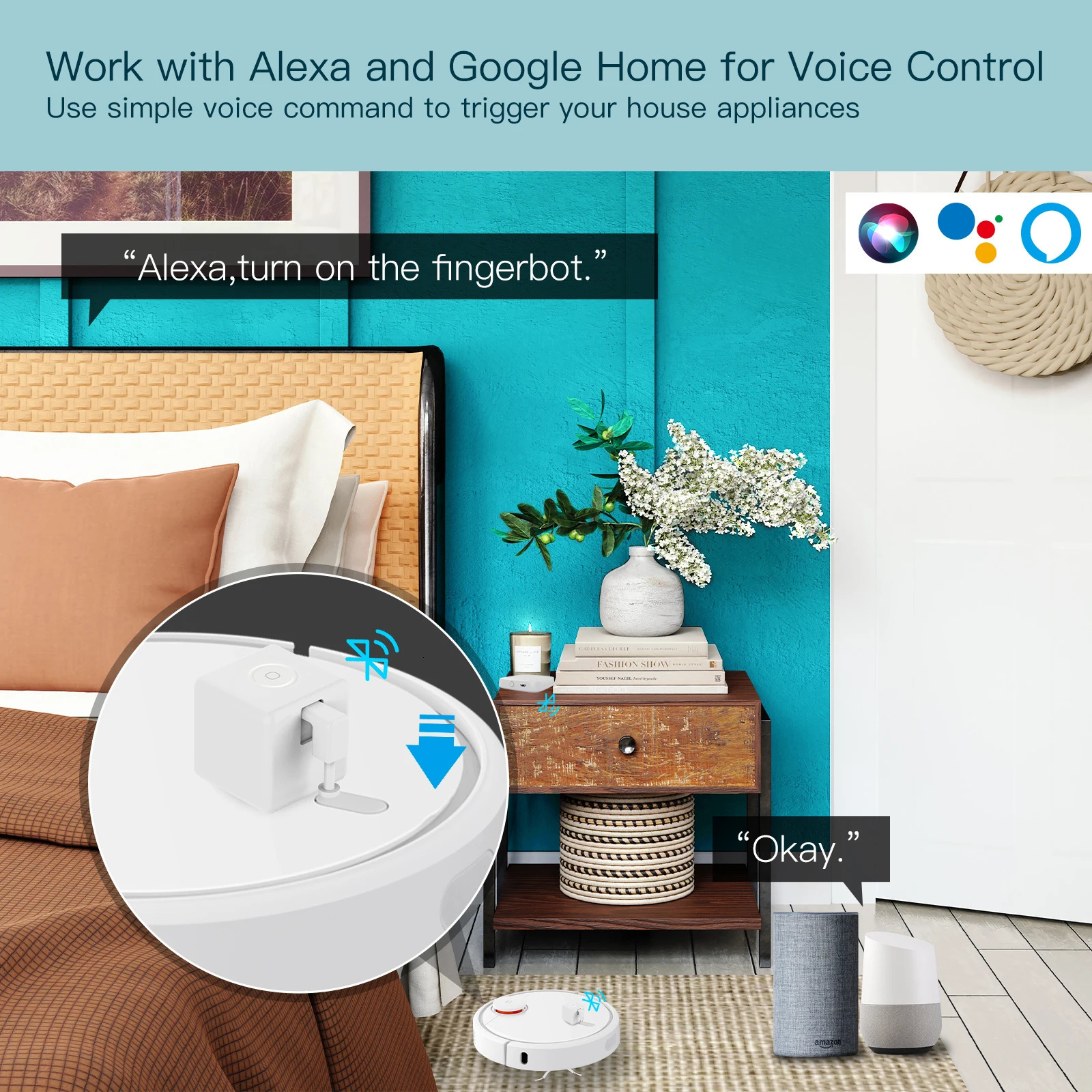Moes Tuya Fingerbot Button Pusher Bluetooth finger robot Smart Life App automatic switch Voice Control Alexa Google Home 250303