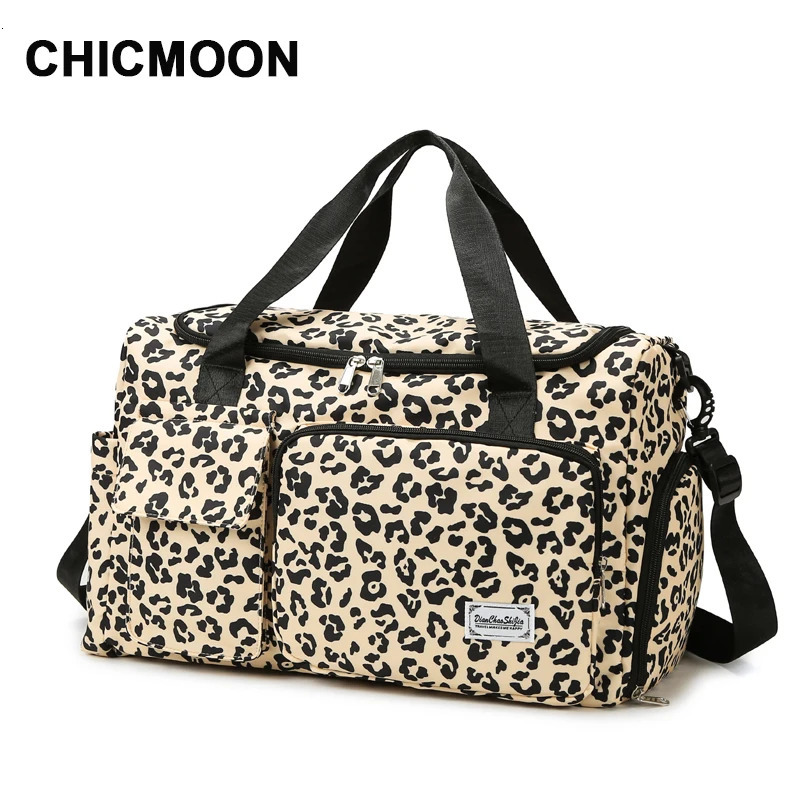 Travel bag womens handbag Leopard Zebra Print waterproof large-sized luggage fitness dry wet separation luggage bag weekend bag 250303