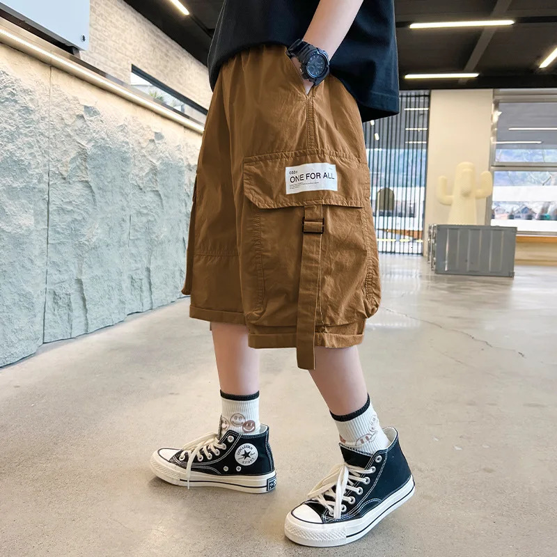 Boys Short Pants Children Clothes Summer Classic Soft Cotton Casual Pockets Cargo Shorts Teen Jogger Fashion Clothing 250304