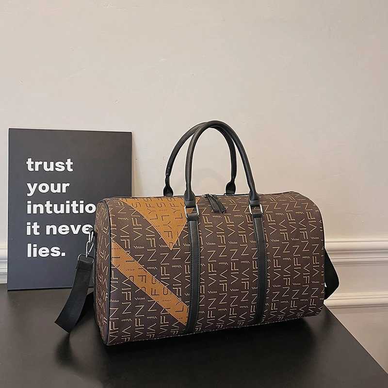Cross Border PU Travel Bag Fashionable Letter fitness Bag Spring New Production Bag Large Capacity Single Shoulder Luggage Bag Y250304