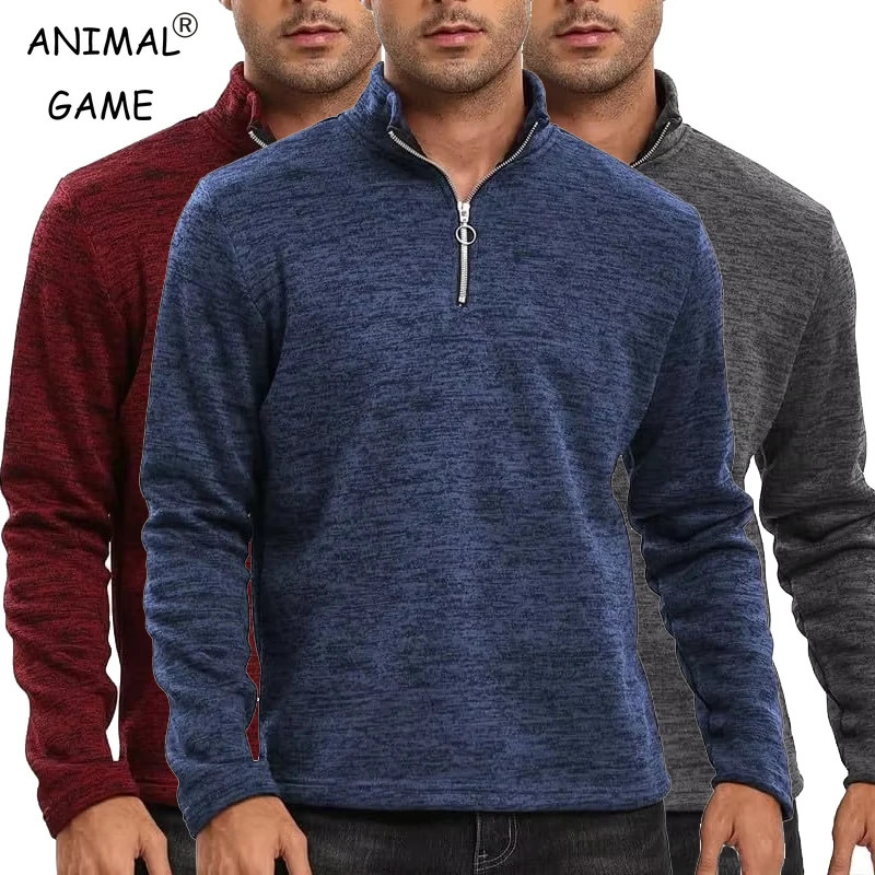 Mens Half Zipper Stand up Collar Pulling Sports Shirt Long Sleeve Casual Jacket Outdoors Street Light Clothing 250304