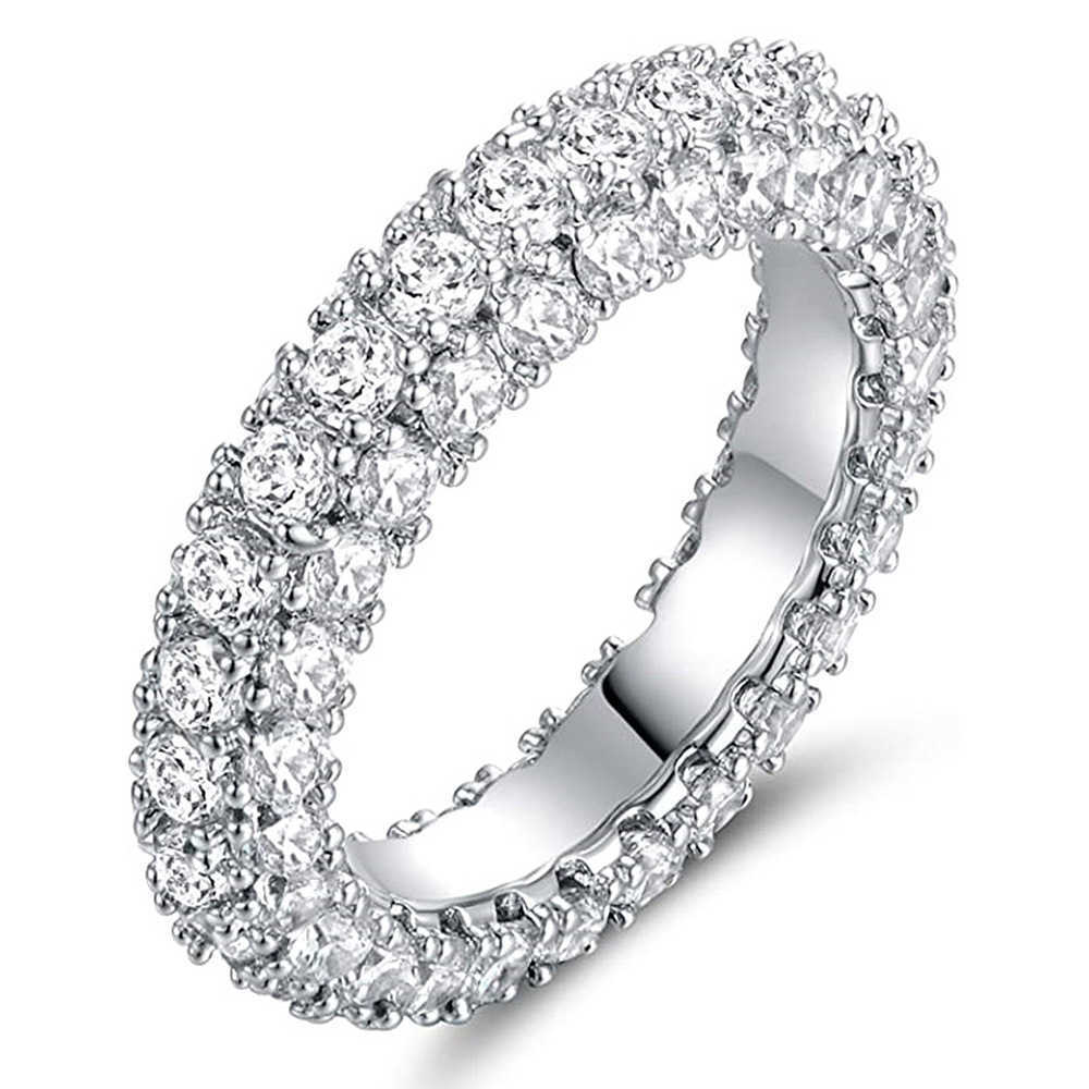 Couple Rings Ins style minimalist three sided zircon design couple ring personalized hip-hop ring R7958 H25303