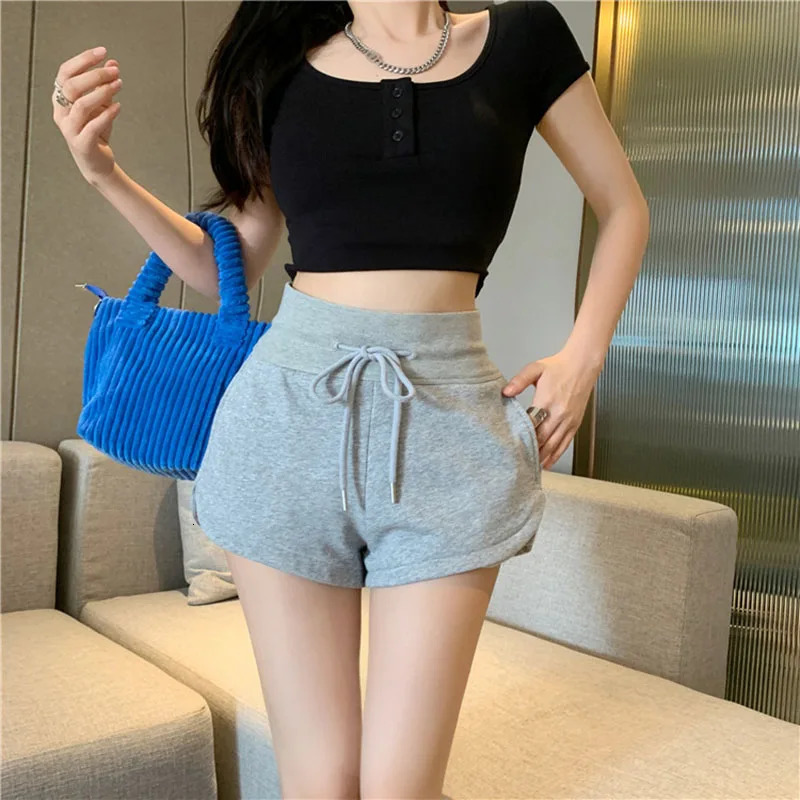 Women Yoga Shorts Summer Outer Wear Mid-Waist Casual Loose Straight Pants Lady Stylish Thin Breathable Wide Leg Gym Short Pants 250304