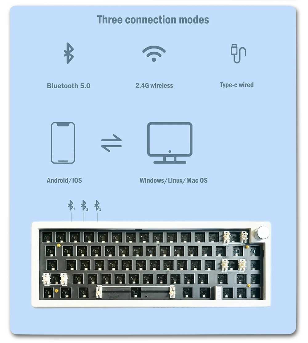 GMK67 Mechanical Keyboard Kit 5.0/2.4G Wireless/Wired Pad Installation Game Keyboard Custom Keyboard Kit Z250304