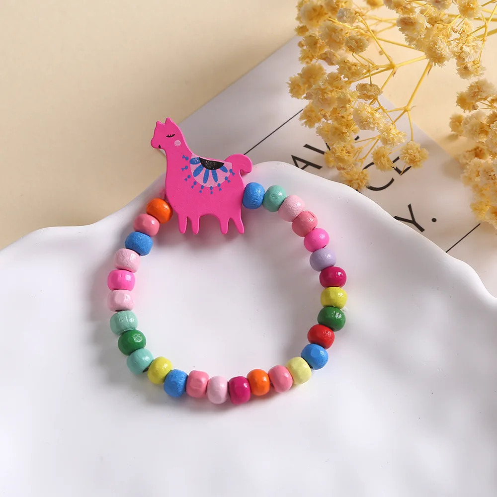 50Pcs/Set Cartoon Children Wooden Beads Color Bracelet for Girl Birthday Party Favors Baby Shower Guest Gifts Pinata Fillers 250304
