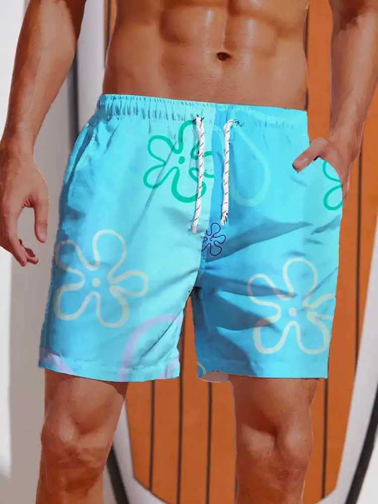 2024 Summer 3D Prints Hawaiian Vacation Style Printing Shorts Mens Casual Board Shorts Swim Trunks Drawstring Breathable ShortT250304